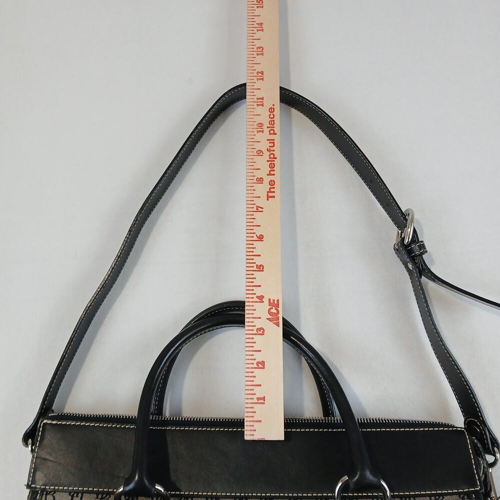 Dooney & Bourke Satchel Bag Womens Gray Black Signature Jacquard Leather EUC - Picture 11 of 15
